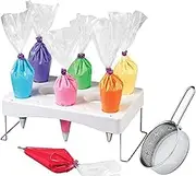 LEILINLIFE Piping bag shelf Cake Decorating Icing Bag Stand 12-Cavity Cream bag holder With Sieve