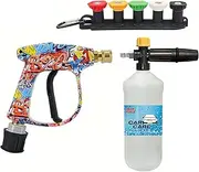 BEAR FORCE Pressure Washer Spray Gun M22- ID14mm with 6.35mm Quick Connect Snow Foam Lance & 5 Spray Tips & Clip Nozzle Holder & Converter Car Wash for Karcher K1 K2 K3 K4 K5 K6 K7