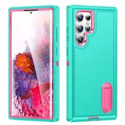 MCC Shockproof Samsung Galaxy S23 Ultra Case Cover Heavy Duty with Stand [Light Blue+Magenta]