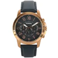 在飛比找PChome商店街優惠-FOSSIL/ 羅馬優雅風計時皮帶手錶-深藍/ FS4835