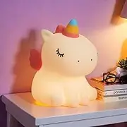 Night Light for Kids, Silicone LED Touch Toddler Lamp Rechargeable Unicorn Lamp with 3 Speed Adjustable Lights, Nightlight for Feeding Room Bedside Decor