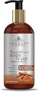 Verdant Natural Care Sandalwood Both & Shower Gel | Body Wash Shower Gel for Women & Men - pH Balanced, Soap & Paraben Free - 300 ml