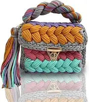 [CHQEL] Evening Clutch Bag for Women, Handmade Crochet Wedding Party Purse, Small Flap Formal Crossbody Handbag Evening Clutch