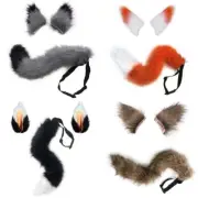 Plush Animal Fox-Tail and Clip Ears Wolf Tail for Halloween Party