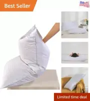 Set of 2 White Goose Feather Bed Pillows - Soft 600 Thread Count 100% Cotton,...