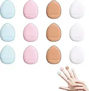 12 Pieces Sponges Powder Puff with Finger Holder Strap Mini Beauty Blender Face Eyes Makeup Pads for Liquid Foundation Halloween Costume Festival Make Up Cosmetic Wet Dry Tool