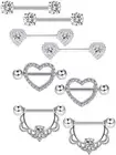 Tatuo 4 Pairs Stainless Steel Nipple Tongue Rings Piercing Body Jewelry Barbe...