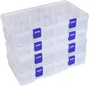 DUOFIRE Plastic Organizer Container Storage Box Adjustable 18Grid-4pcs, White