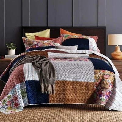 Queen Comforter Set for Bed - 100% Cotton Quilts Queen(90"x98") Setting Sun