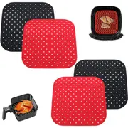 4 Pack Reusable Silicone Air Fryer Liners, 8.5 Inch Square Non-Stick Air Fryer Heat Resistant Basket Mats, Air Fryer Baking Tool Accessories Compatible with COSORI, Ninja, NuWave, and More