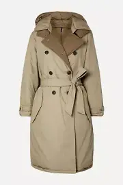Rag & Bone Marcelle Hooded Reversible Down Padded Belted Coat Tan Size S NWT NEW
