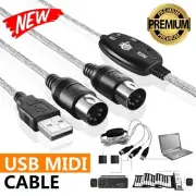New USB IN-OUT MIDI Interface Cable Converter to PC Music Keyboard Adapter Cord
