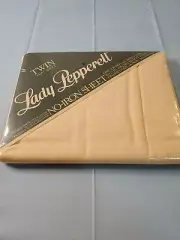 Vintage Lady Pepperell Twin Flat Sheet Tan / Off White No-Iron