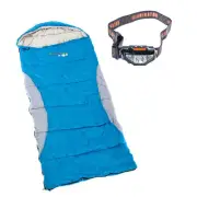 Adventure Kings -2°C Kids Sleeping Bag Hard-Wearing + Illuminator LED Head Torch