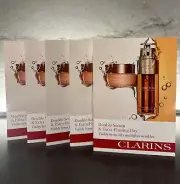 5x CLARINS Double Serum & Extra Firming Day Cream Trial Travel SAMPLE CARD