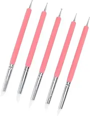 CIMAXIC 5pcs Silicone Color Shaping Pen Double Ended Dotting Tools for Polymer Clay Pottery Nail Art Cake Decorating Flexible Tips for Detail Work Pink