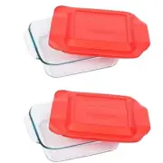 Red Pyrex 2 Quart Casserole Dish 8x8x2 Baking Cookware Oven Microwave Safe