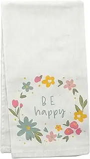 [Karma] Be Happy Tea Towel - 100% Cotton Hand Towels for The Kitchen - Modern Home Decor - Iridescent