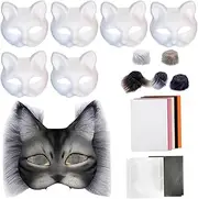 Cat Masque Making Kit | 18x/Set Arts Crafts Creative Funny - Animal Costume Accessory, Cosplay Party Props for Crafting Halloween, Masquerade Events
