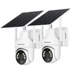 2K Solar Security Cameras Wireless Outdoor, 2 Pack 360° View Pan/Tilt WiFi Se...
