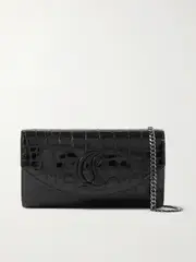 [Christian Louboutin] Christian Louboutin - Loubi54 Croc-effect Leather Shoulder Bag - Black - One size One size Black