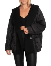 [Belle & Bloom] Only You Quilted Utility Jacket in Black