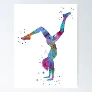 Hand stand by woman, handstand Retro Vintage Gift Design Poster
