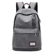 Men Fashion Backpack Canvas Casual Light Weight Mochila With External Usb Charging Port