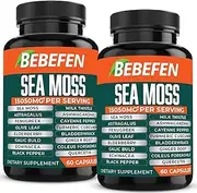 BEBEFEN (2 Packs) 15050mg Sea Moss Capsules with Ashwagandha, Fenugreek, Bladderwrack and More - Supports Immune System