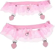 [Baluue] Non-Slip Leg Garters for Bride Pcs Garter Set Lace Leg Ring Elegant for Women's Fashion Pink