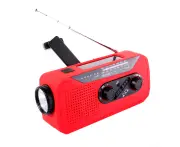 Emergency Crank Weather Radio, Am/Fm/Noaa Portable Solar Led Flashlight, With Sos Alarm, 2000Mah Power,Red