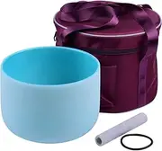 10 Inch Crystal Singing Bowl G Note with Mallet Rubber O-Ring Storage Bag for Musical Healing Meditation Yoga Home Office Deco ion Cyan 10 Inch