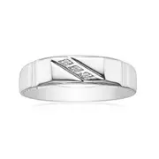 Sterling Silver Cubic Zirconia Three Stone Mens Ring