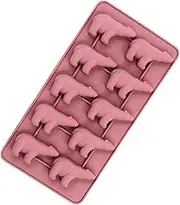 Tofficu Polar Bear Ice Cube Mold Silicone and Ice Cream Maker with Lid for DIY Popsicles and Kitchen Treats Pink