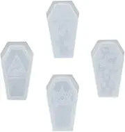 Makeup Ornament 4pcs Resin Silicone Mold Coffin Casting Storage Box Mold Crystal Epoxy Resin Mould for DIY Craft Jewelry Halloween Decoration Clay Ornaments