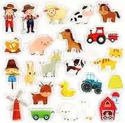 Farm Animals Thick Gel Clings Farm Window Gel Clings Decals Stickers for Kids Toddlers and Adults Home Airplane Classroom Nursery Farm Party Supplies Decorations Removable and Reusable 23 PCS