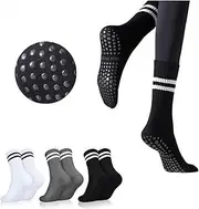 [YZDAUD] 3pairs Women Yoga socks, Pilates socks,anti-slip particles with cushioning effect,silent movement（A）