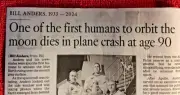OBITUARY 1933 - 2024 BILL ANDERS APOLLO 8 ASTRONAUT ICONIC PHOTO EARTHRISE STAMP