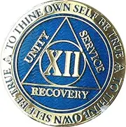 RecoveryChip 12 Year Reflex Blue Gold Plated AA Medallion Alcoholics Anonymous Chip, Small, Bronze, No Gemstone