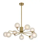 Foscani Nine Light Diamond Cut Frosted Glass Gold Pendant