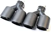 2Pcs Left And Right Side Car 304 Stainless Steel Straight Edge Matt Fiber Carbon Dual Black Exhaust System Tip Muffler Tip(Custom size)