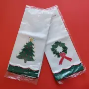 Lillian Vernon Vintage Set of 2 New Cotton Holiday Christmas Guest Tea Towels