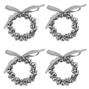 4pc Bread and Butter Steel Bell Napkin Rings Serviette Holder Buckle Silver