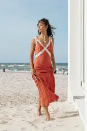 [PUP52] Andie Midi Dress - Blood Orange XS Orange