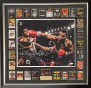 MIKE TYSON Signed Photo 16x20 + 29 Fight Boxing Cards Set Display FRAMED JSA COA