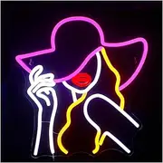 Hanging Art Neon Signs Cowboy Hat Neon Led Signs Western Cowboy Neon Lights Lady Light Sign Sexy Woman Bedroom Room Bar Shop Wall Decor (Size : B)