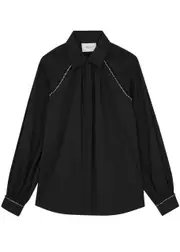 Merlette Tiana Embellished Cotton-poplin Shirt - Black - XL (UK16 / XL) XL (UK16 / XL)