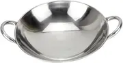 LALADEFIEE Stainless Steel Round Bottom Wok Fry Pan Capacity Grilling Pot with Double Handle for Healthy Cooking and Easy Cleaning Family Gatherings