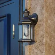 dualux Auburn Aluminum 6.25 in. W 1-Light Black Motion Sensor Dusk to Dawn Wall
