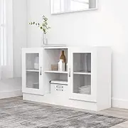 Vitrine Cabinet White 120x30.5x70 cm Engineered Wood,Buffets & Sideboards 29.4KG-802786